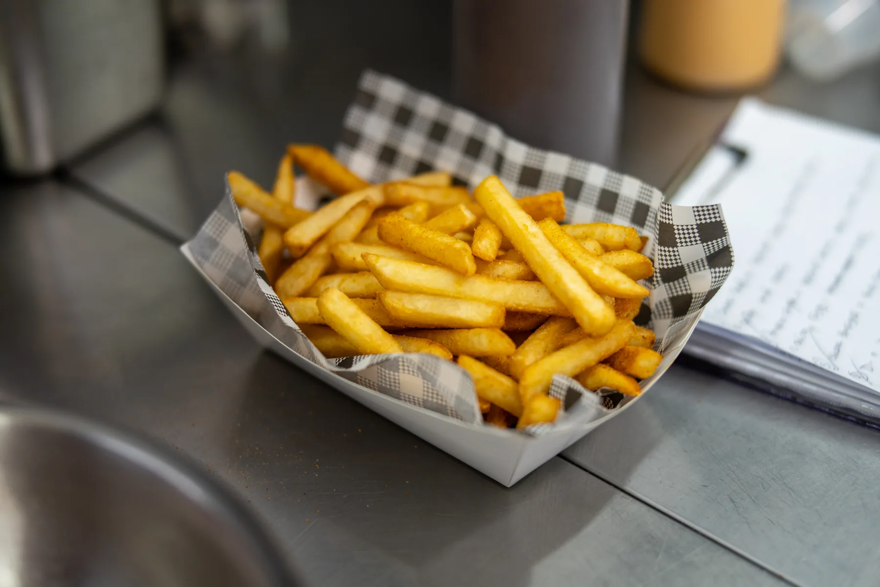 Basket of fries photographed as a side item