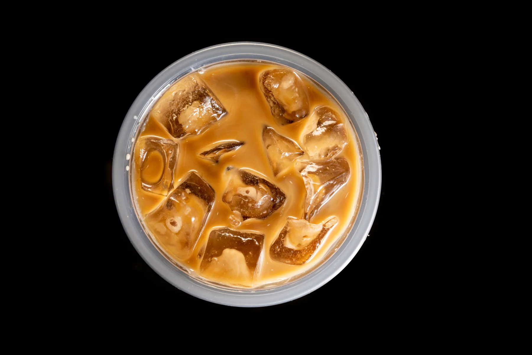 Iced coffee photographed from above for cafe content