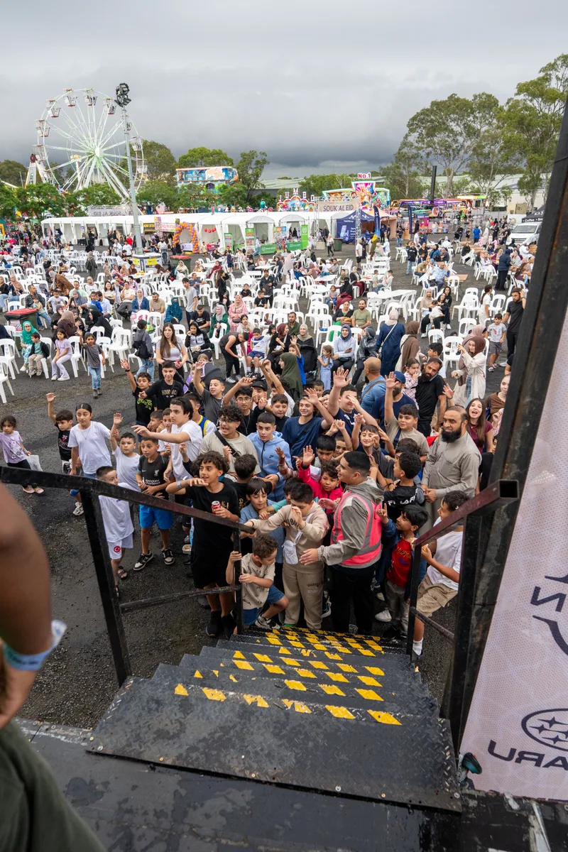 Large crowd photographed at a Sydney community food event