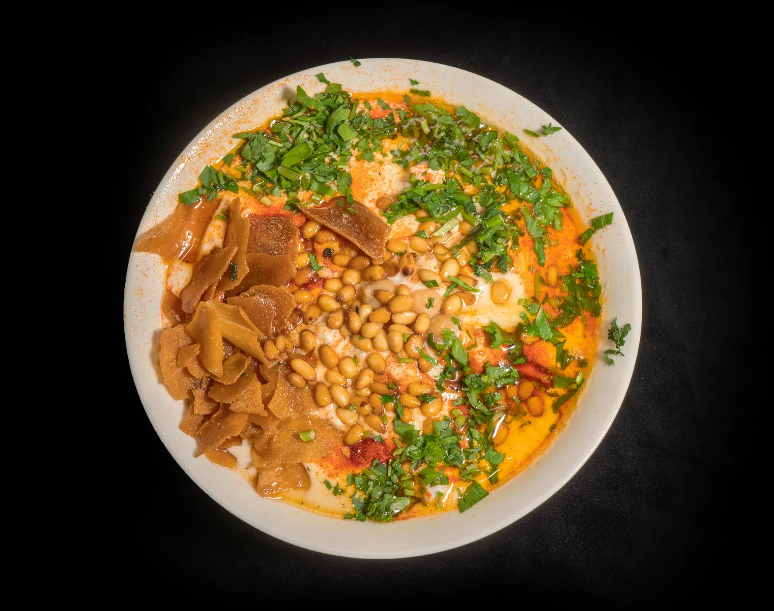 Fatteh dish photographed for menu and delivery app content