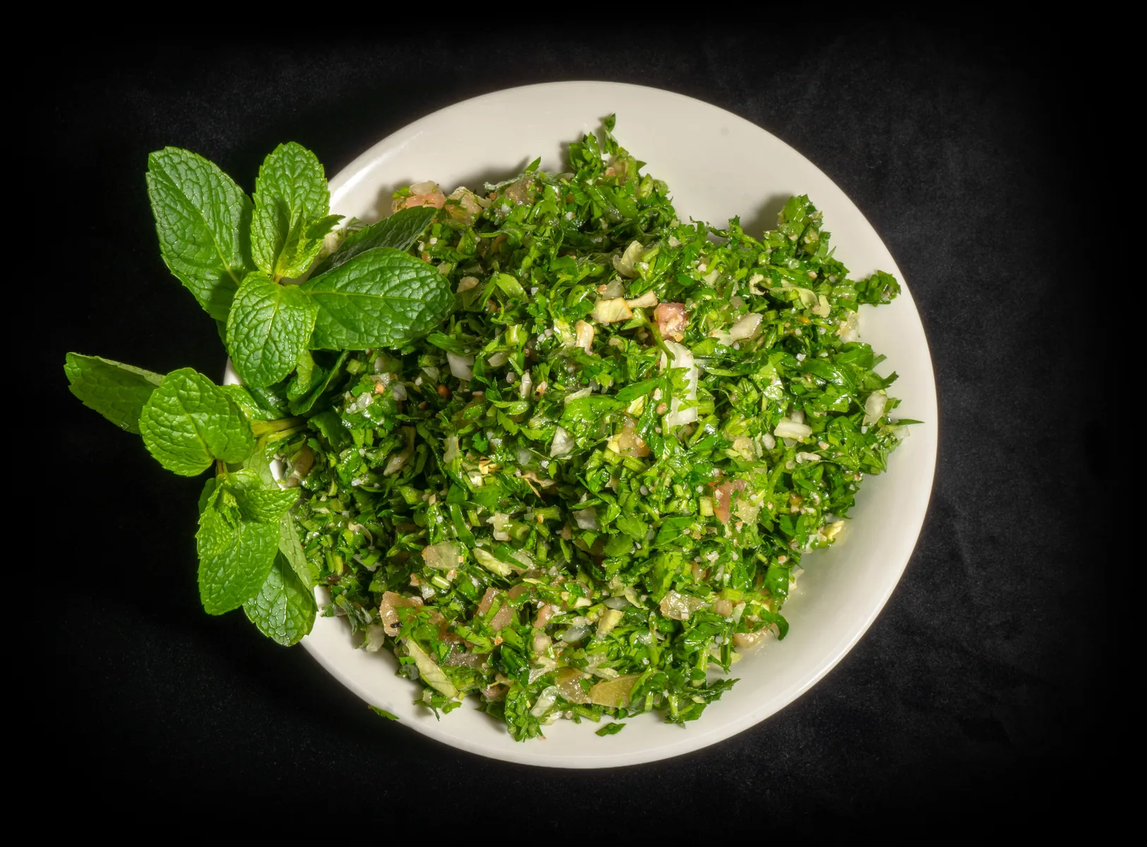 Tabouli salad photographed for restaurant food content