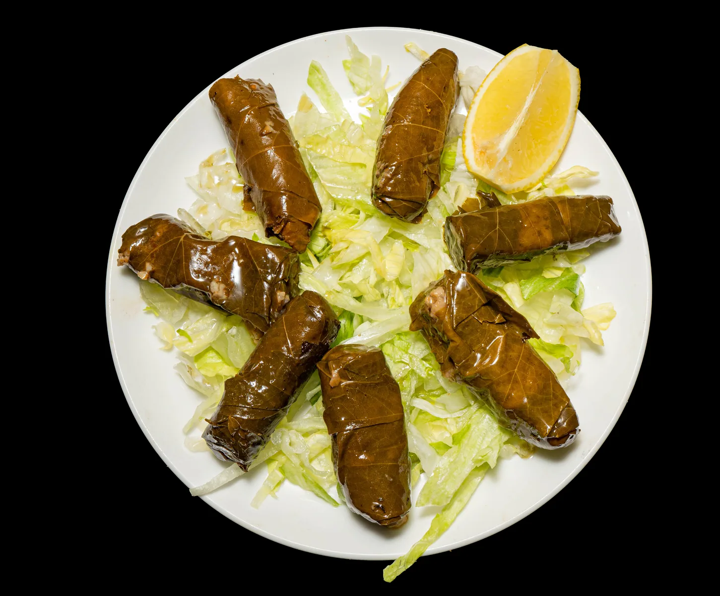 Vine leaves photographed as part of menu photography